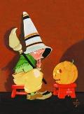 Cute Witch Conversing with Jack-O-Lantern Halloween Greeting Cards [With Envelope] Cover