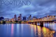 Skyline at Night Portland Oregon Magnet