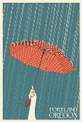 Umbrella in Rain Portland Oregon Postcard