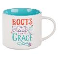 Bless Your Soul Novelty Mug, Boots Lace Grace, Microwave/Dishwasher Safe 18oz, White Ceramic