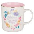 Christian Art Gifts Ceramic Mug for Women New Every Morning - Lamentations 3:22 Inspirational Bible Verse, 14 Oz.