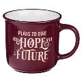 Christian Art Gifts Maroon Ceramic Camper Mug for Men and Women Hope and a Future - Jeremiah 29:11 Inspirational Bible Verse, 13 Oz.