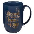 Christian Art Gifts Ceramic Coffee and Tea Mug for Men and Women: Blessed Is the One Who Trusts - Jeremiah 17:7 Inspirational Bible Verse, Black, 12 F