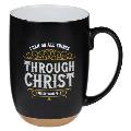 Christian Art Gifts Ceramic Coffee and Tea Mug for Men: I Can Do All Things Through Christ - Philippians 4:13 Inspirational Bible Verse, Black, 15 Fl.