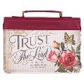 Christian Art Gifts Fashion Bible Cover for Women: Trust in the Lord - Proverbs 3:5 Inspirational Bible Verse, Floral Burgundy, Large