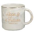 Christian Art Gifts Ceramic Coffee & Tea Mug: Hope & a Future - Jeremiah 29:11 Inspirational Bible Verse, Marbled Charcoal Gray, 13 Oz.