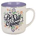 Christian Art Gifts Ceramic Coffee & Tea Mug: Be Still & Know - Psalm 46:10 Inspirational Bible Verse, Blue, 12 Oz.