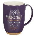 Christian Art Gifts Ceramic Coffee & Tea Mug: His Mercies Are New - Lamentaions 3:22-23 Inspirational Bible Verse, Purple, 15 Oz.