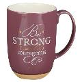 Christian Art Gifts Ceramic Coffee & Tea Mug: Be Strong & Courageous - Joshua 1:9 Inspirational Bible Verse, Burgundy, 15 Oz.