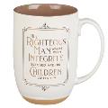 Christian Art Gifts Ceramic Coffee & Tea Mug for Men: Righteous Man - Proverbs 20:7 Inspirational Bible Verse, Creamy Beige, 15 Oz.