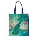 Christian Art Gifts Floral Peacock Reusable Multicolor Shopping Tote Bag for Women: Blessed - Jer. 17:7 Scripture, Easy-Hold, Durable, Collapsible Han