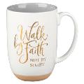 Christian Art Gifts Large Ceramic Novelty Scripture Coffee & Tea Mug for Men & Women: Walk by Faith - 2 Corinthians 5:7 Inspirational Bible Verse W/Cl
