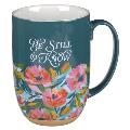 Mug Dk. Teal Floral Be Still Ps. 46:10