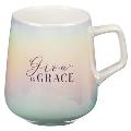 With Love Inspirational Coffee Mug for Women, Grow in Grace Iridescent Ceramic Large 14oz