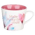 Heartfelt Coffee Mug Make Every Day Count, Pink Petals