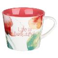 Heartfelt Coffee Mug Life Is Beautiful, Coral Poppies