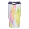 Heartfelt Insulated Travel Mug Never Give Up Ever, Citrus Leaves, Stainless Steel