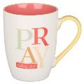 Christian Art Gifts Ceramic Mug for Women Pray - 1 Thessalonians 5:17 Inspirational Bible Verse, 12 Oz.