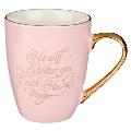 Christian Art Gifts Ceramic Mug with Gold Accents for Women He Will Shelter You - Psalm 91:4 Inspirational Bible Verse, 16 Oz.