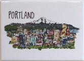 Portland Oregon Cityscape Line Drawing Magnet