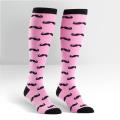Pink Mustache Womens Knee Socks