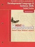 Holt Handbook Developmental Language & Sentence Skills Guided Practice Second Course Teacher's Notes & Answer Key