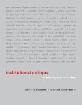 Institutional Critique: An Anthology of Artists' Writings