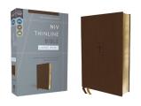 NIV Thinline Bible Large Print Leathersoft Brown Red Comfort Print