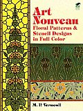 Art Nouveau Floral Patterns & Stencil Designs in Full Color
