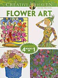 Creative Haven Flower Art Coloring Book Deluxe Edition 4 Books in 1