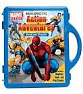 Marvel Heroes Action Adventures Book & Playset With Fact Filled Guidebook to Most Pupular Super Heroes & 8 Colorful Play Scenes & 60 Magnetic