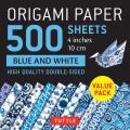 Origami Paper 500 sheets Blue & White 4 10 cm Tuttle Origami Paper High Quality Double Sided Origami Sheets Printed with 12 Different Designs