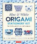 Blue & White Origami Stationery Kit Fold 36 Beautiful Cards & Envelopes Includes Papers & Instructions for 12 Origami Note Projects