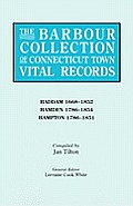 Barbour Collection of Connecticut Town Vital Records. Volume 17: Haddam 1668-1852, Hamden 1786-1854, Hampton 1786-1851