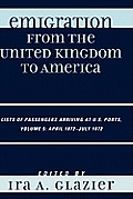 Emigration from the United Kingdom to America: Lists of Passengers Arriving at U.S. Ports, April 1872 - July 1872
