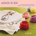 Stitch It Kit 35 Chick to Classic Embroidery Projects With Instruction Book & Hoop Needle Floss Tea Towels & 35 Iron On Patterns