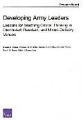 Developing Army Leaders: Lessons for Teaching Critical Thinking in Distributed, Resident, and Mixed-Delivery Venues