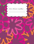 Composition Notebook College Ruled: Hippie Floral Bright Outline Overlap Pattern 3
