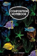 Composition Notebook: Abstract Tropical Fish - 120 Ruled Pages
