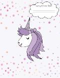 Composition Book: Unicorn Face Back To School Notebook For Girls - Purple Unicorn Face Front And Back Cover With Cute Confetti Stars And