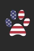 Notebook: American Dog Paw 4th of July