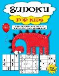 Sudoku Puzzle Book For Kids: 160 Puzzles, Three Levels, Three Grid Sizes. Book 3 Fun Dinosaur Cover