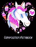 Composition Notebook: Cool Unicorn Wearing Sunglasses College Ruled