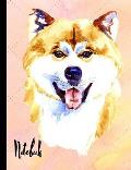 Notebook: Watercolor Akita Dog School Notebook 100 Pages Wide Ruled Paper
