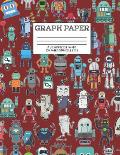 Graph Paper: Notebook Cute Robot Robotic Pattern Red Maroon Cover Graphing Paper Composition Book Cute Pattern Cover Graphing Paper