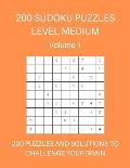 200 Sudoku Puzzles Level Medium Volume 1: 200 Puzzles and Solutions to Challenge Your Brain. Bright orange cover design