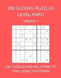 200 Sudoku Puzzles Level Hard Volume 1: 200 Puzzles and Solutions to Challenge Your Brain. Bright red cover design