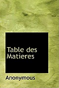 Table Des Matieres