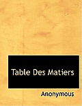 Table Des Matiers