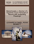 Marachowsky V. Devine U.S. Supreme Court Transcript of Record with Supporting Pleadings